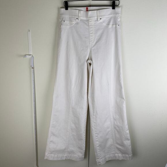 Spanx Seamed Front Wide Leg Jeans Size Large Ecru - Picture 6 of 16